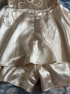 Champagne Satin Playsuit Dress
