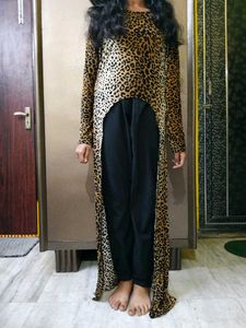 Front Cut Cheetah Printed Dress