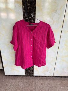 Pink Striped Button-Down Top