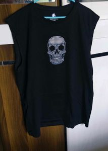 Skull Heavy Printed Cropped Tshirt