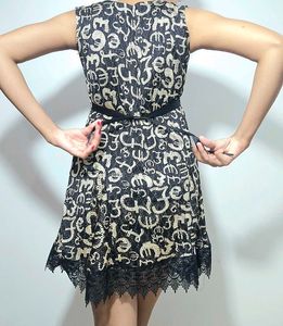 Black &amp; Rustic Gold Printed Dress