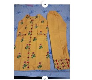 Yellow Embroidered Kurti Set