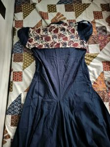 Navy Blue Floral Accent Dress