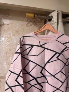 Pink Geometric Print Sweatshirt, Bust-36