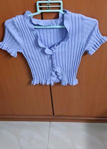 Lilac Cute Ruffle Knit Top