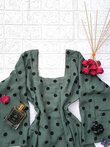 Corset Back Polka Dot Kurti 🖤