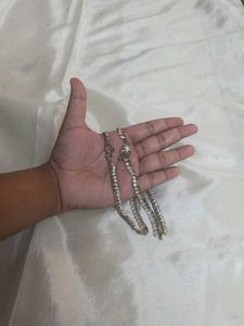 Gold Plated Anklets With White Stones