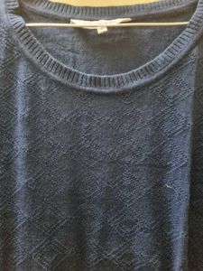 RIBBED KNITTED BLUE AND WHITE DRESS