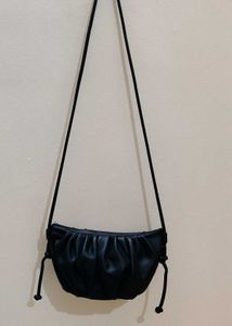 Black Gathered Crossbody Bag