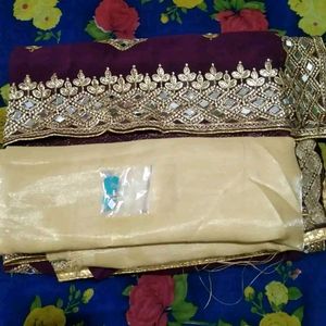 HEAVY KAJU DESIGN EMBROIDERY WORK WITH MIRROR SARE