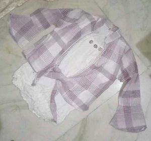 Lilac Plaid Tie-Front Top