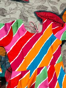 Colorful Striped Anarkali Dress