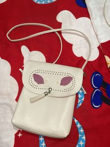 White Crossbody Bag with Leaf Design
