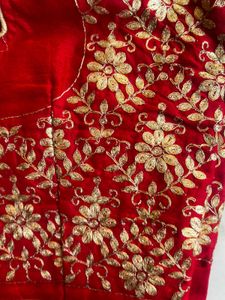 Elegant Orange Saree with stitched blouse