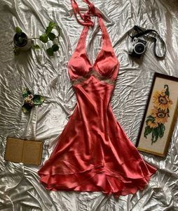 Coral Halter Midi Dress