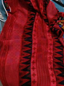 Red &amp; Black Patterned Saree