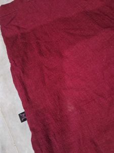 Mom Fit Maroon Cotton Trousers With Zip
