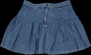Denim Pleated Mini Skirt