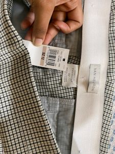 White And Black Checkers Pants|Van Heusen Original