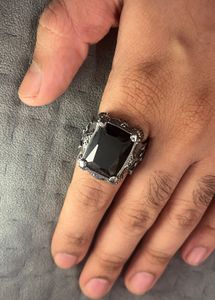 Mens Biker Black Gem Ring