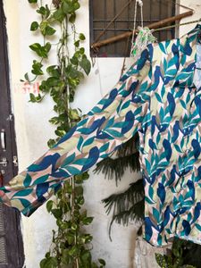 Leaf Print Button-Down Shirt