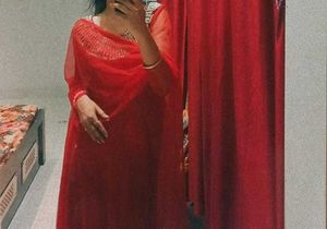 Bright Red Beautiful Anarkali Suit