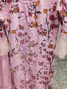 Pink Floral Print Kurta Pajama Set