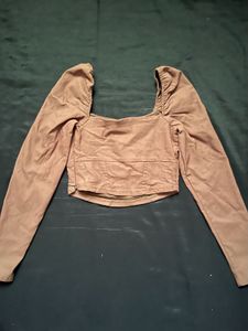 Brown Fitted Crop Top
