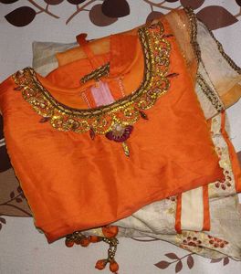 Orange Embroidered crop top