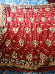 Red &amp; Gold Dupatta Fabric