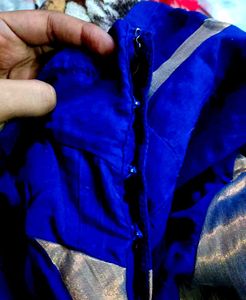 Elegent Blue &amp; Gold Blouse with margin