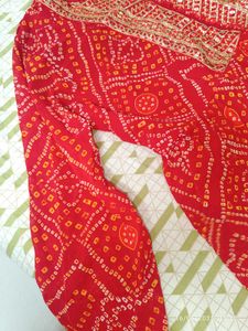 Xl New Unused Georgette Red Bandhani Anarkali