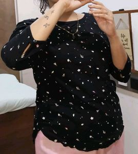 &#39;Tom Tailor&#39; Black Floral Print Casual Top