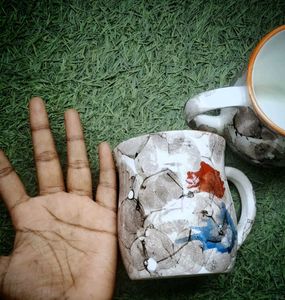 Hand-Painted Floral Ceramic Mugs (Set of 2)