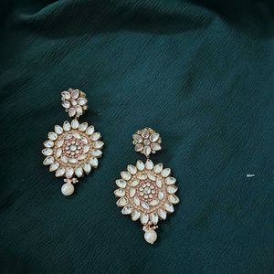 Elegant Kundan Floral Statement Earrings
