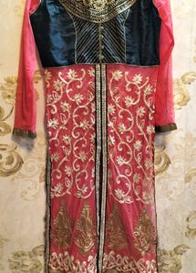 Designer Front Slit Suit With Sharara Pant And Dupatta And Inner.Size 34.