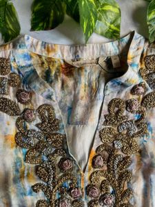 Soft Surroundings Women’s Tie-Dye Embroidered Top