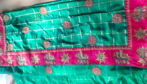 Elegant Green &amp; Pink Saree