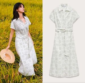 Zara Eyelet Midi Shirt Dress