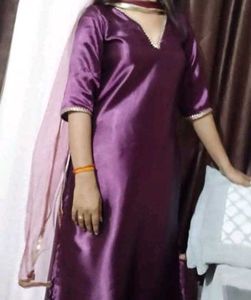 Purple Satin Salwar Kameez