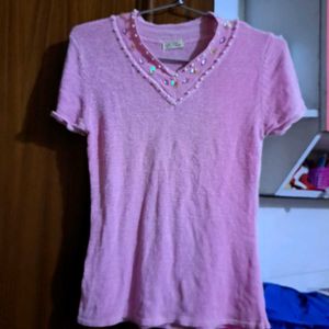 Pink Beaded Top