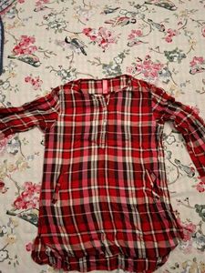 Red Plaid Flannel Tunic