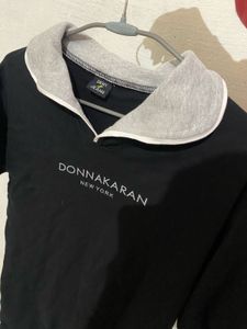 DNKY Black Tshirt With Stylish Collar