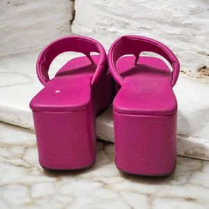 Trendy Pink Platform Wedge Flip Flops for Women
