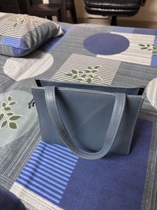 Blue Patent Leather Top Handle Bag