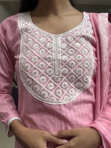 Pink Embroidered Kurta Set