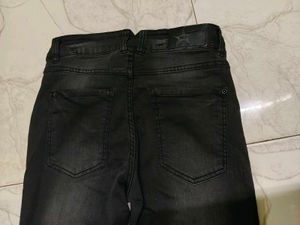 Distressed Black Jeans with Side Detail