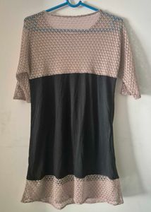 Casual Dress With Lace At Ne