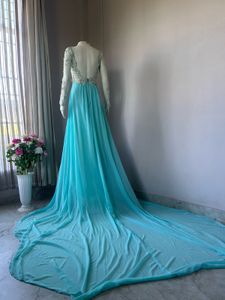 Heavy beaded blue flowy gown
