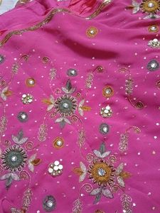 Pink Embroidered Saree